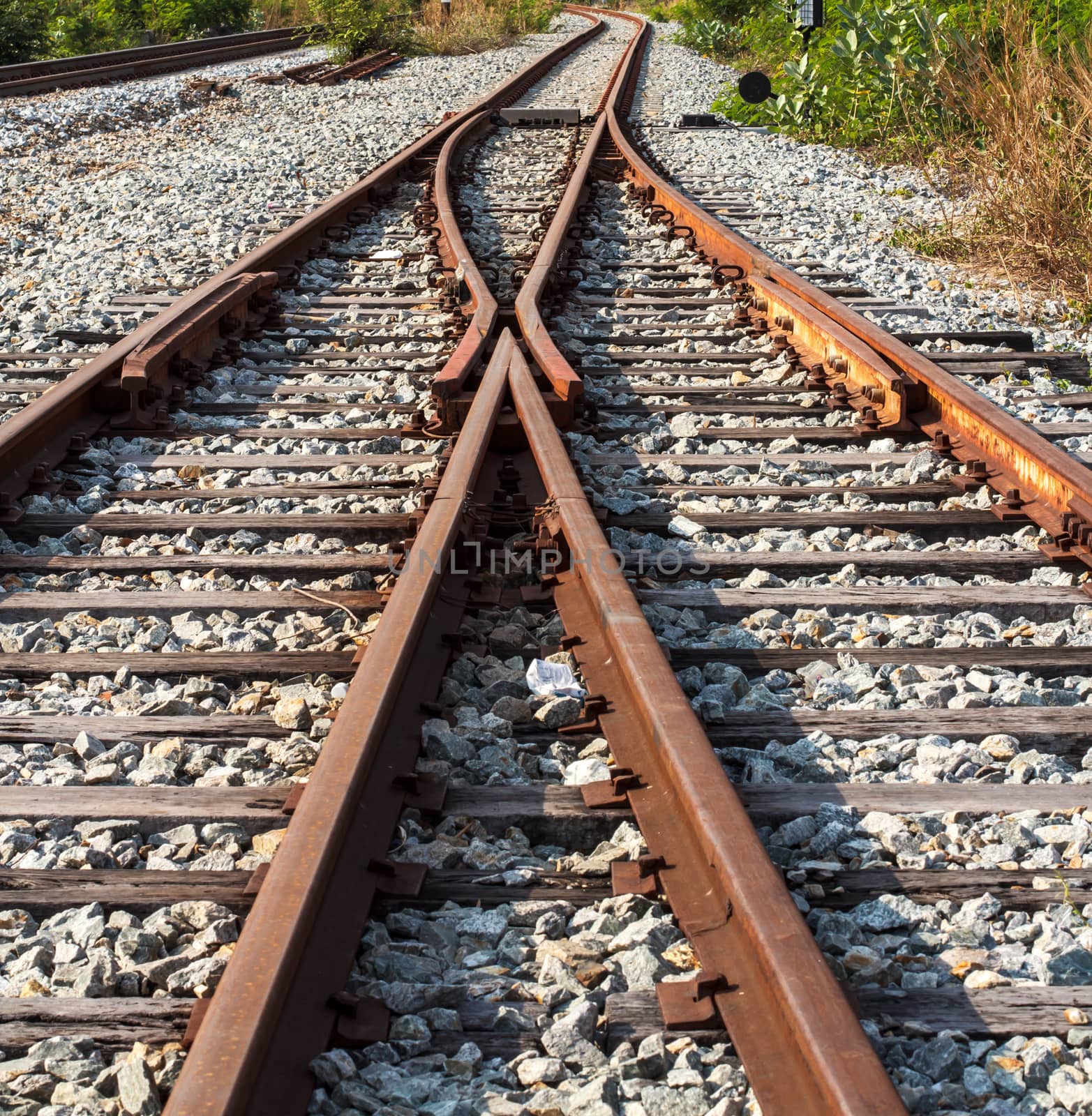 railway junction in vertical