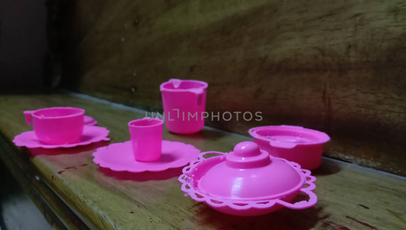 plastic toy crockery stock on house for kid