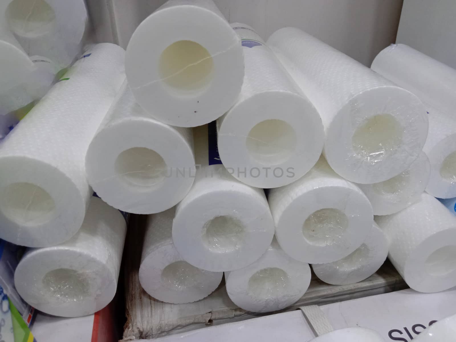 white colored cotton micron filter stock on shop