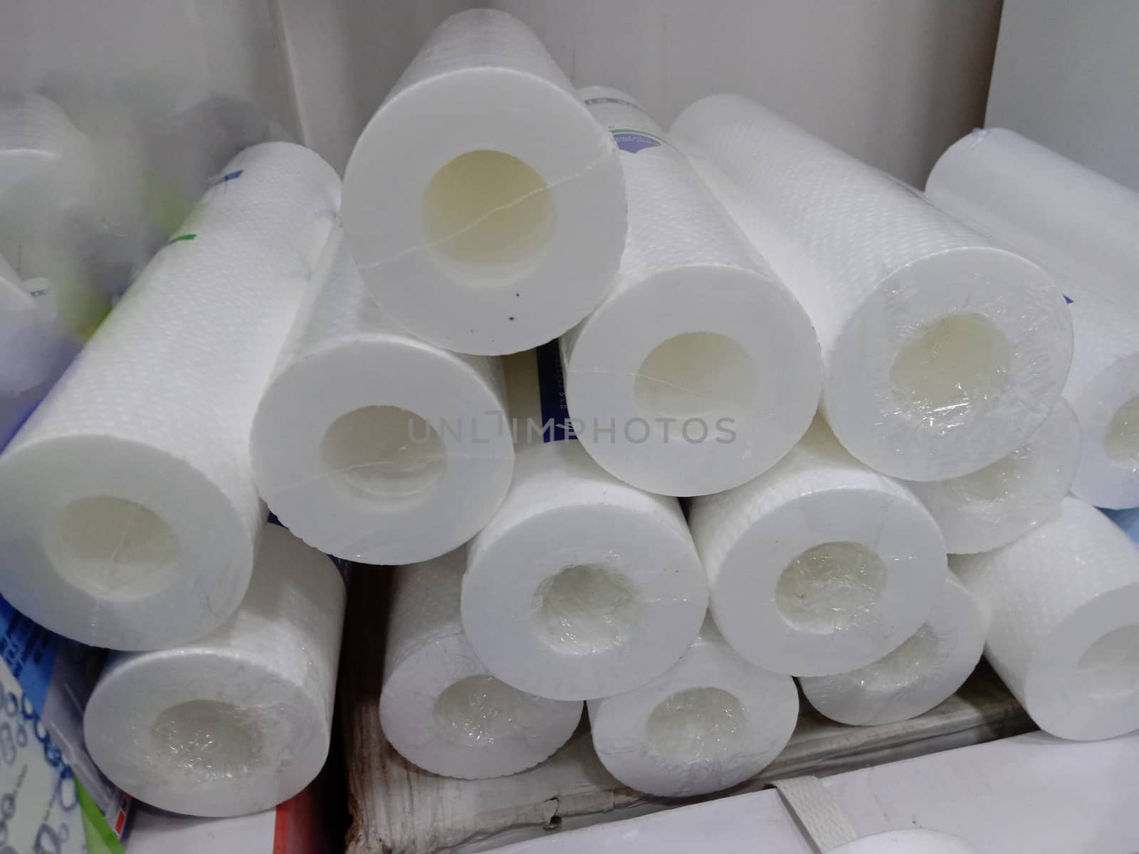 white colored cotton micron filter stock on shop