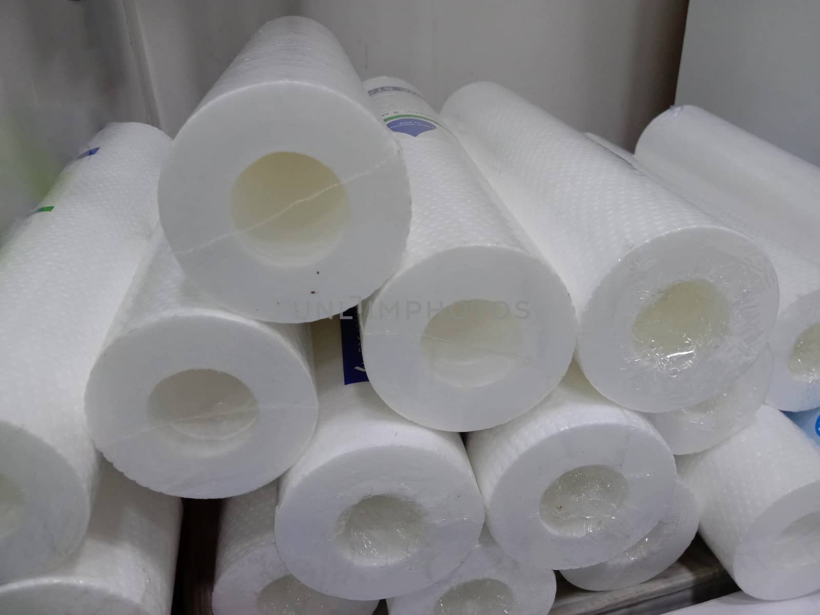 white colored cotton micron filter stock on shop