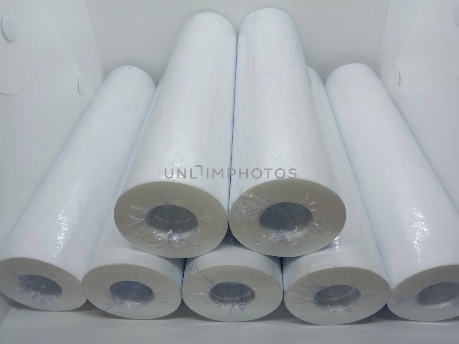 white colored cotton micron filter stock on shop