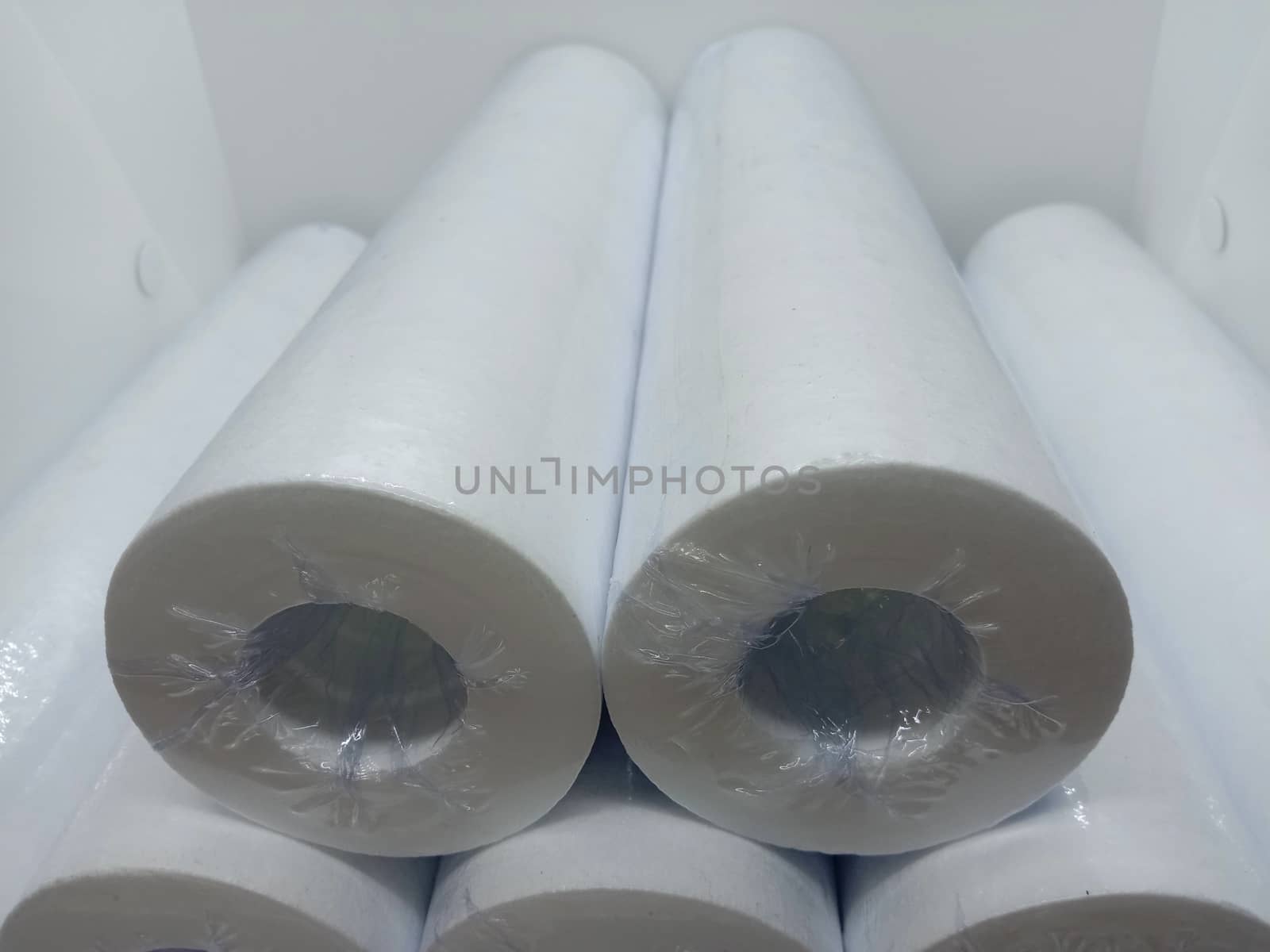 white colored cotton micron filter stock on shop
