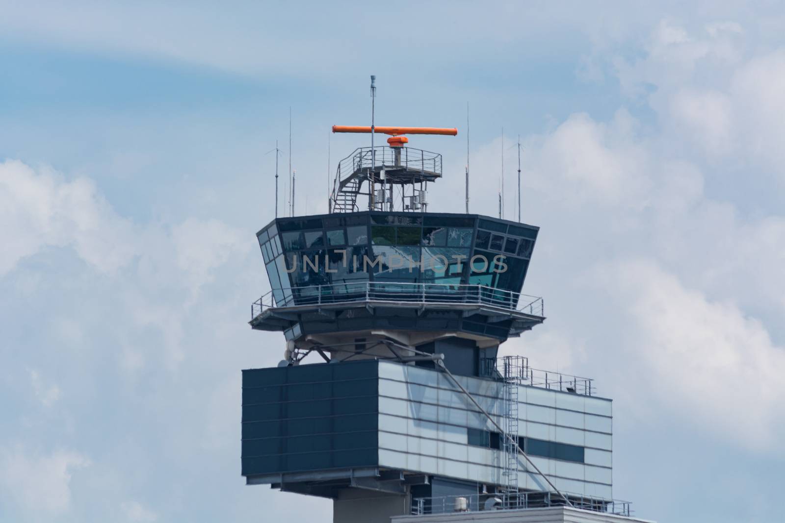Air traffic control tower at Düsseldorf Airport.
