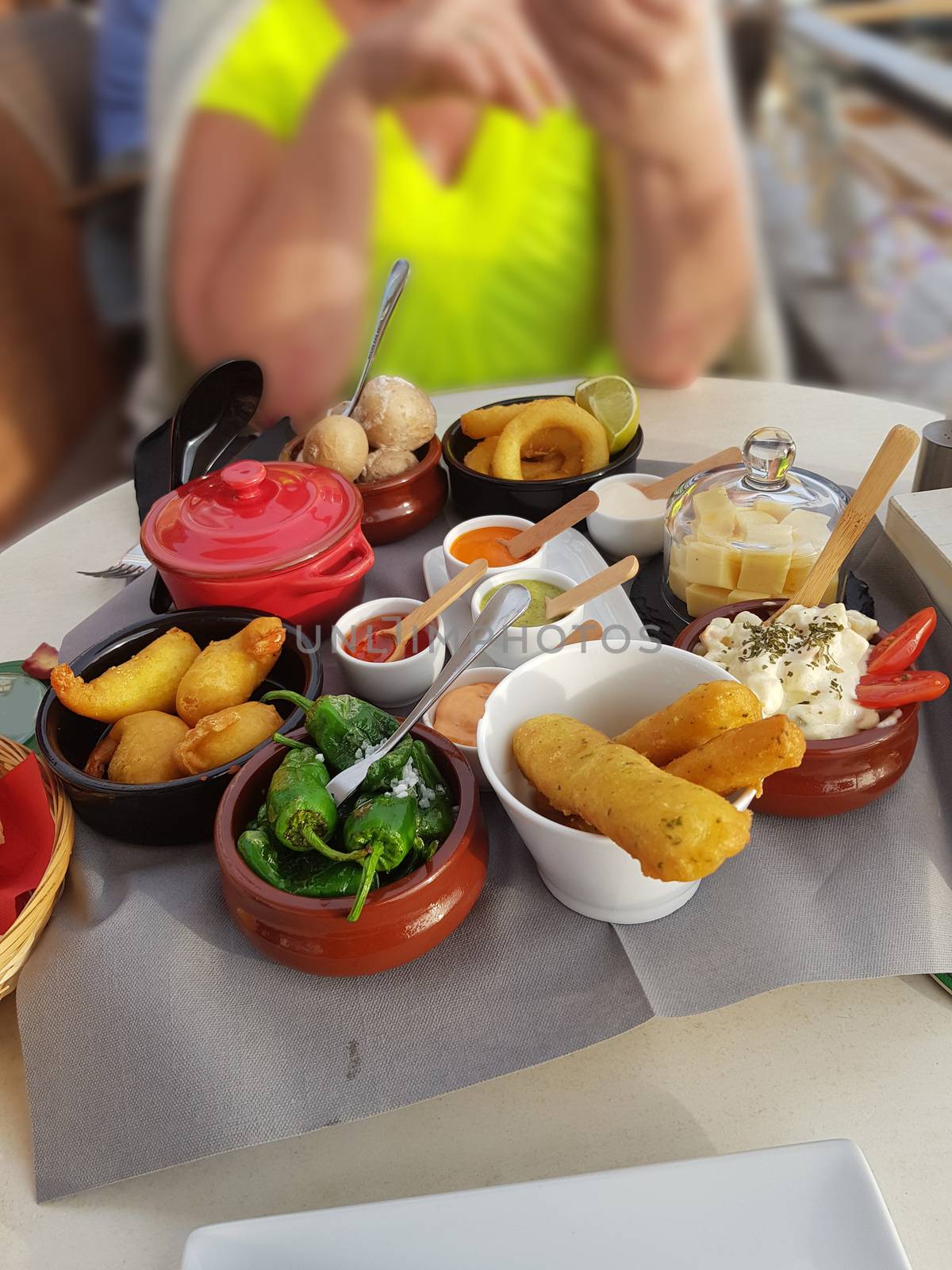 Authentic traditional Spanish tapas for lunch.