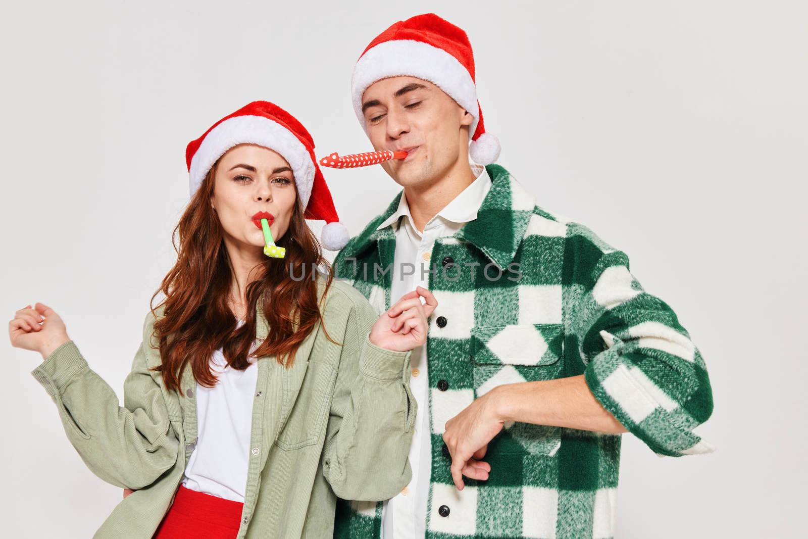 Man and woman festive mood fun friendship fashion lifestyle by SHOTPRIME