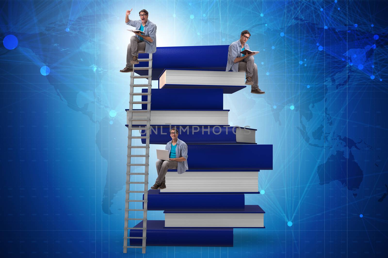 Education concept with books and people