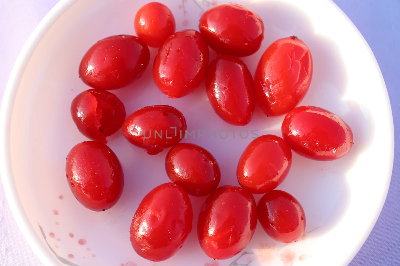tasty and healthy maraschino cherry fruit stock on white background