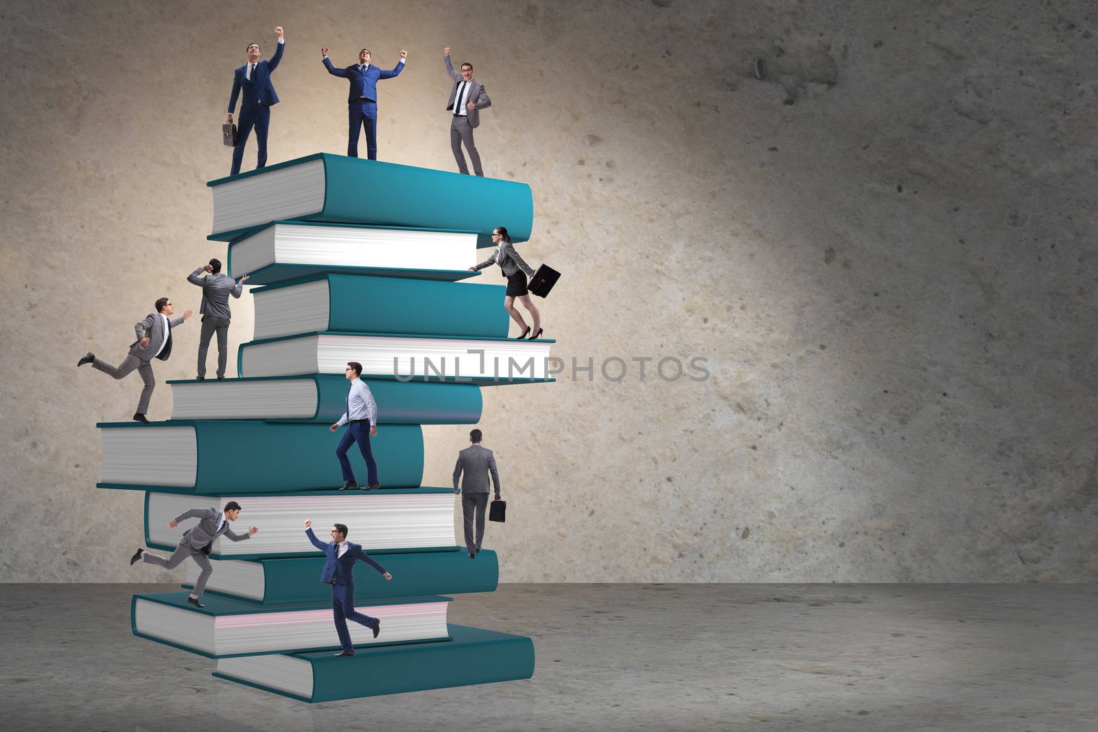 Education concept with books and people