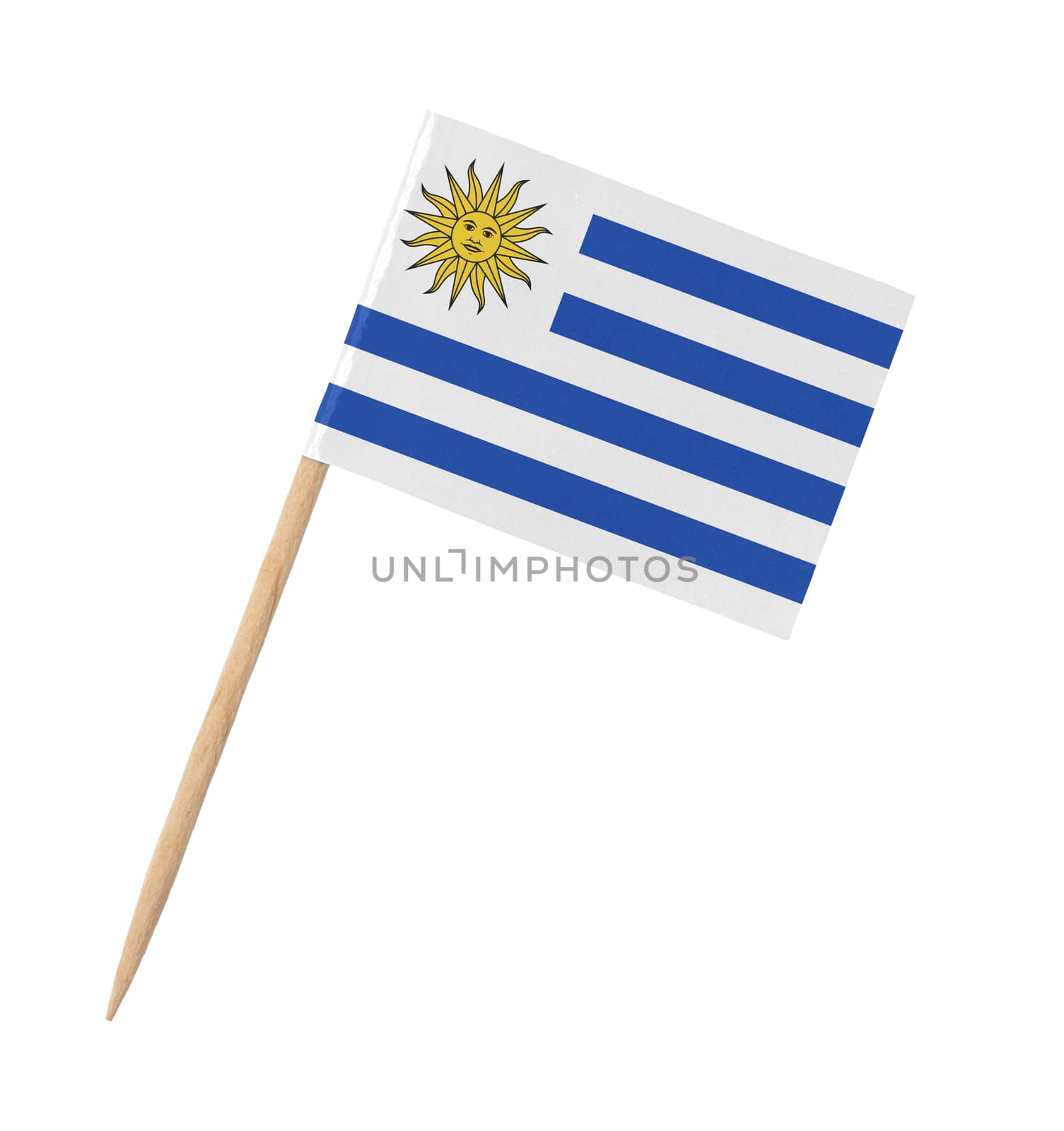 Small paper flag of Uruguay on wooden stick by michaklootwijk