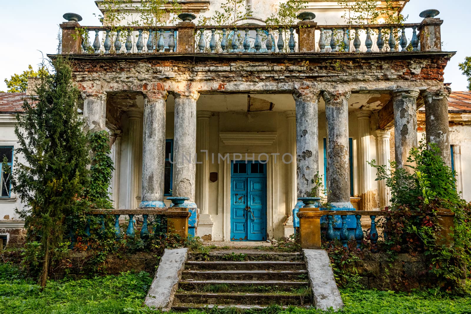 The stairs to the porch of the ruined palace. by 9parusnikov