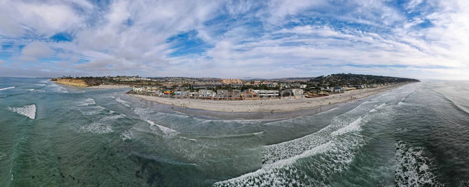 Aerial view of Del Mar coastline and beach, San Diego County, California, USA. by Bonandbon