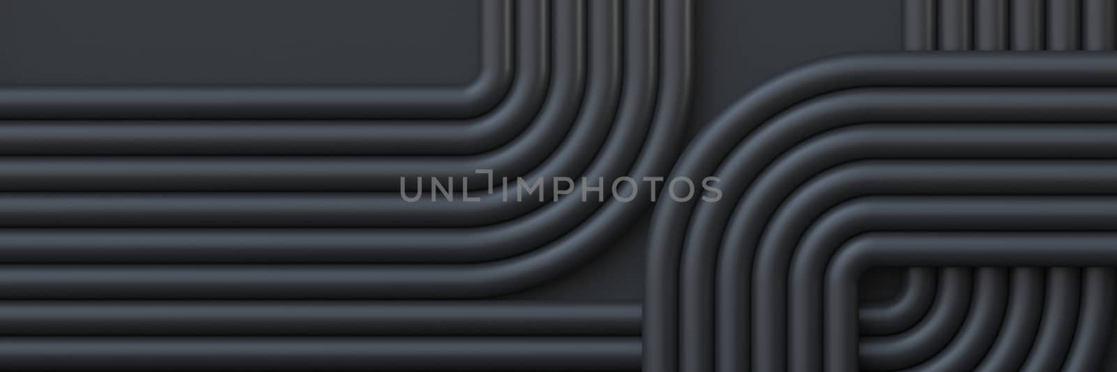 Abstract background parallel lines composition 3D render illustration on black background