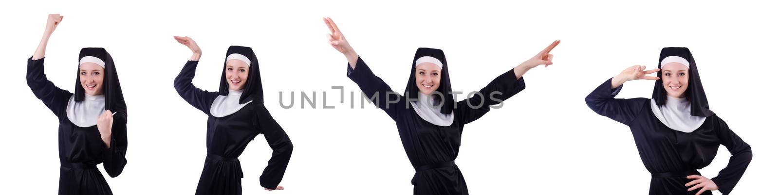 Nun isolated on the white background