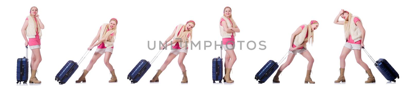Young woman with suitcase ready for beach holiday by Elnur
