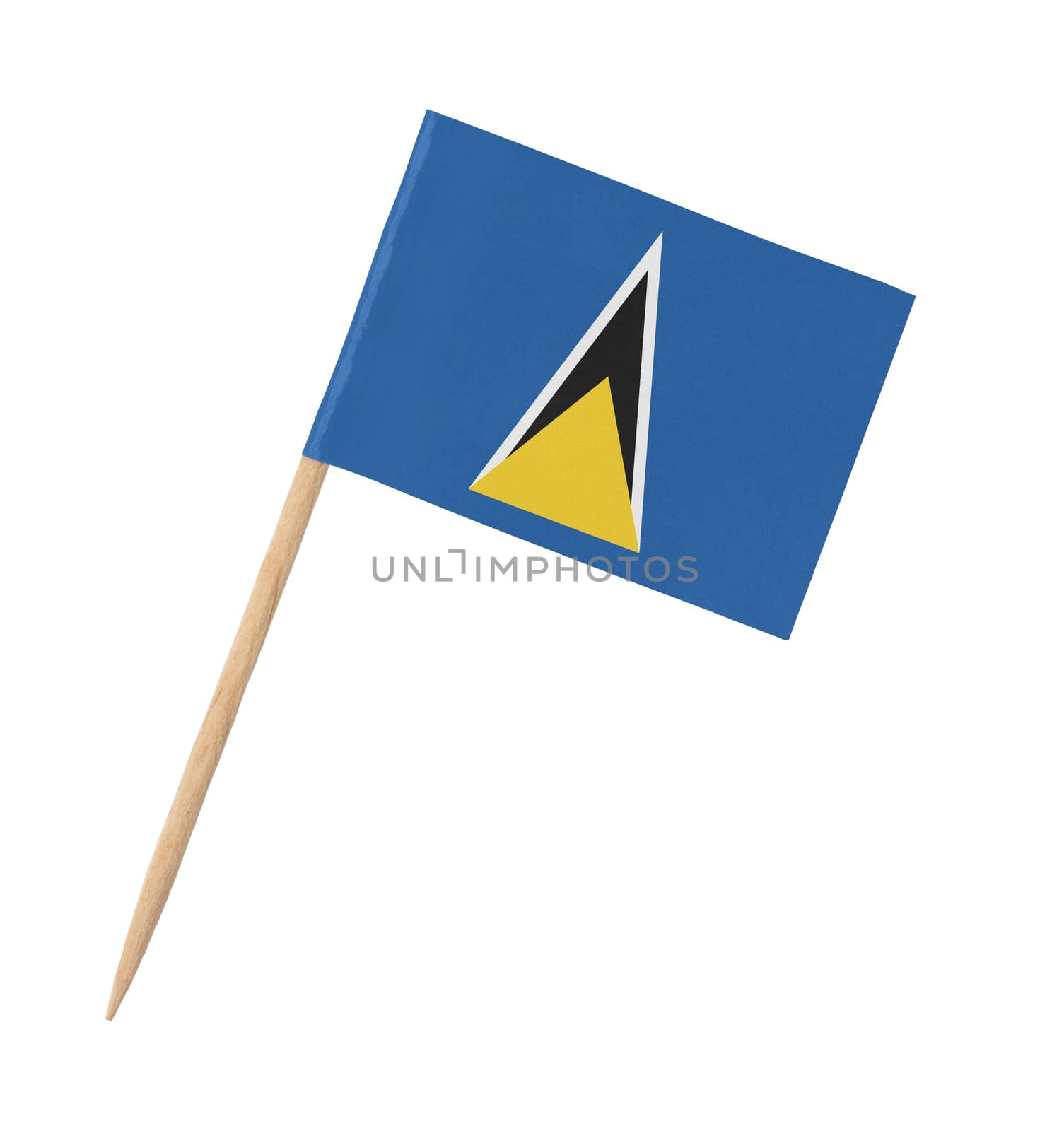 Small paper flag of Saint Lucia on wooden stick by michaklootwijk