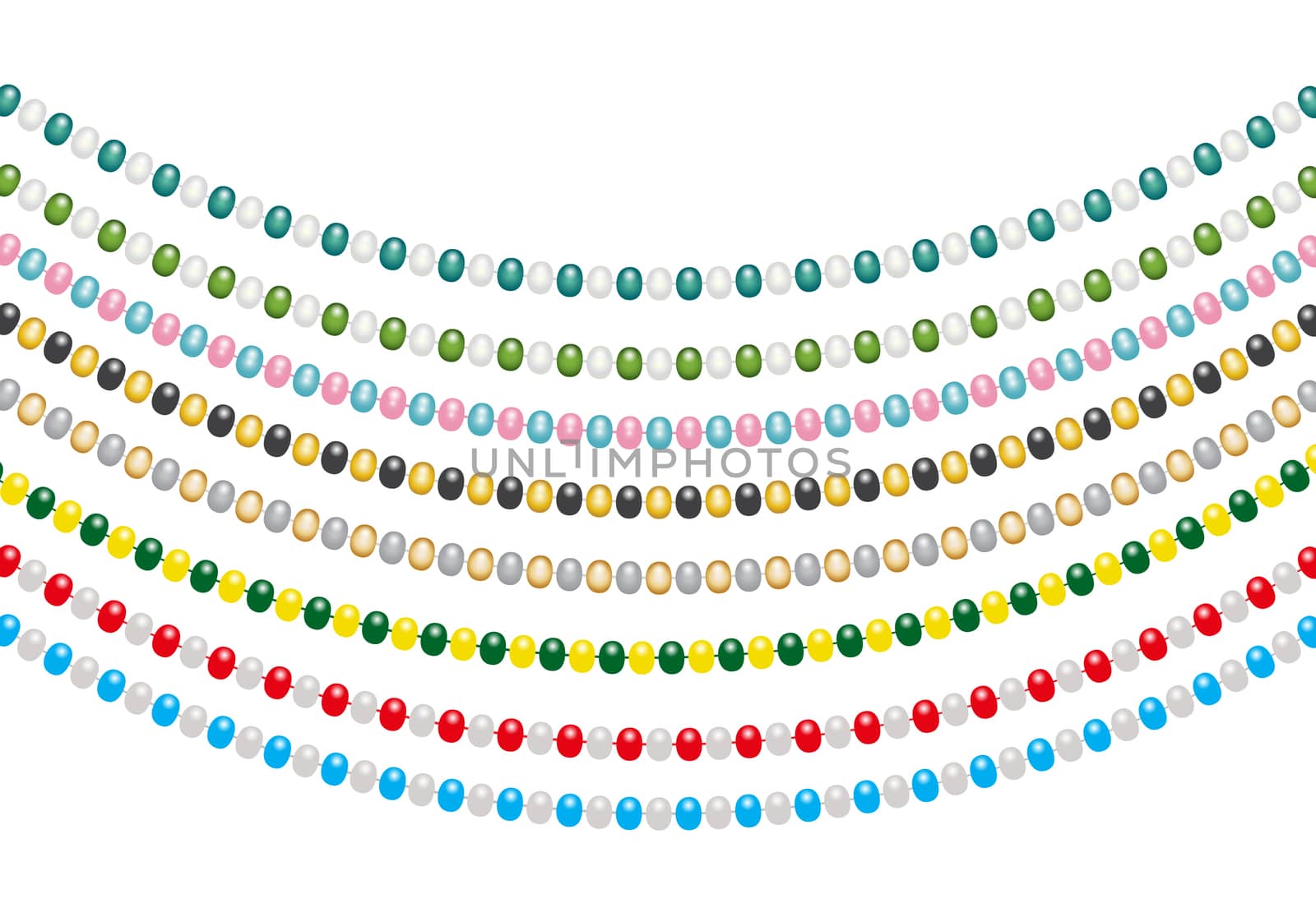 Christmas decorations, string garlands with balls , isolated on white background. Vector Illustration EPS10