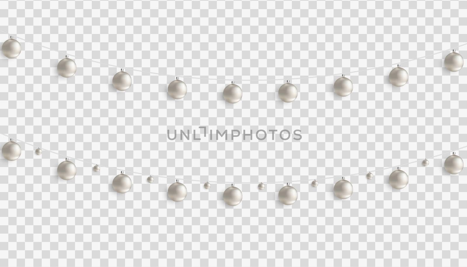 Christmas decorations, garlands  with balls isolated on transparent background. Vector Illustration EPS10