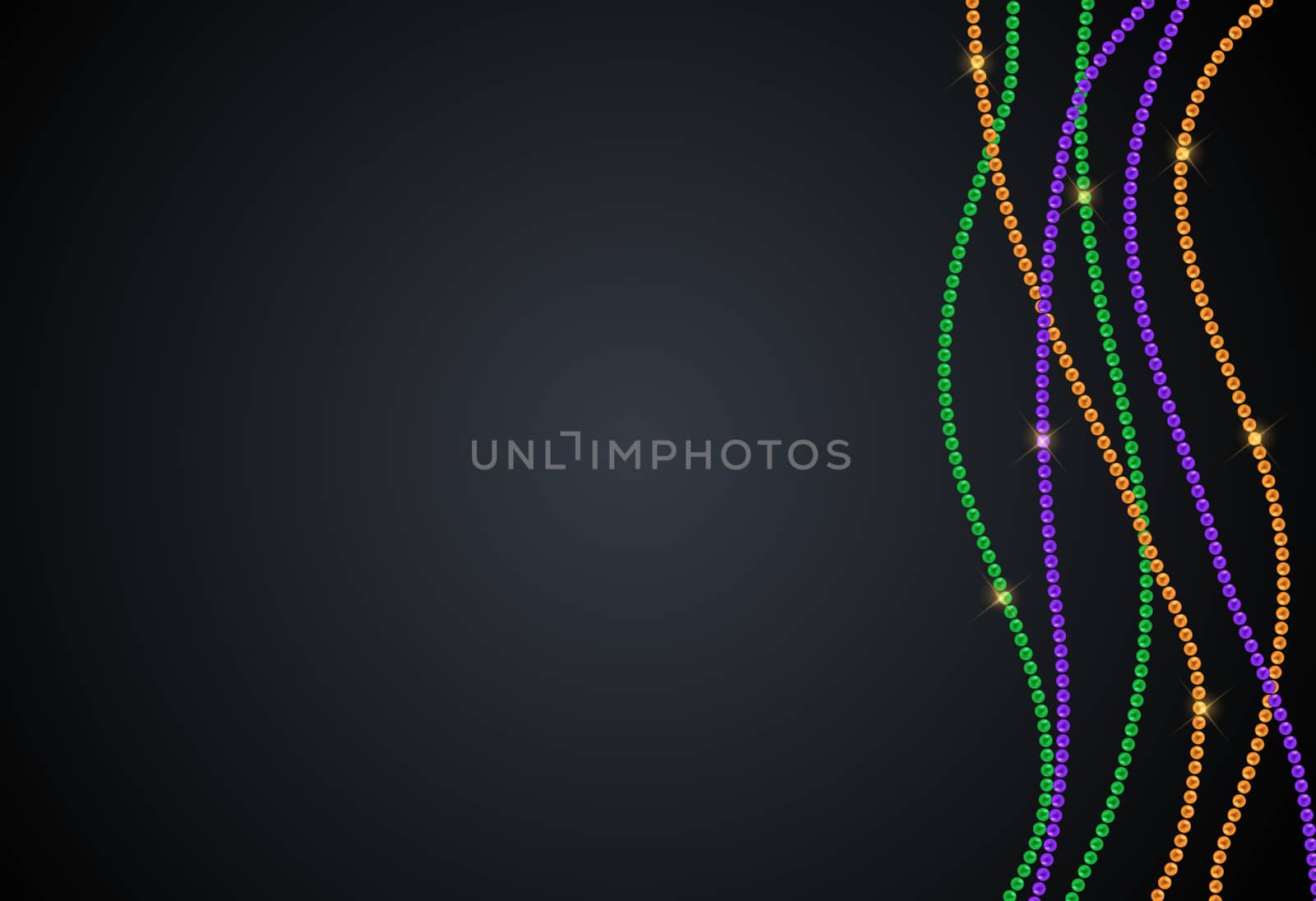 Greeting card template with beads for Mardi Gras for decoration and covering. Vector Illustration EPS10