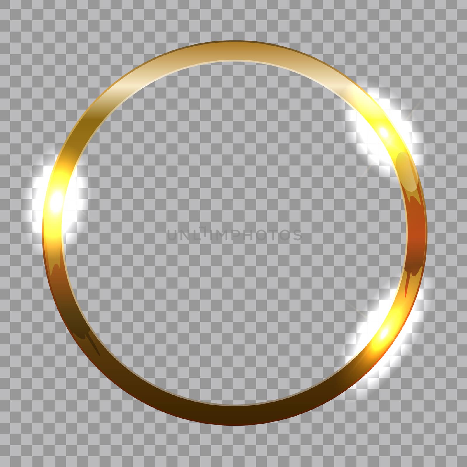 Golden sparkling glossy frame ob transparent abstract background. Can be used for invitation, postcards and vouchers. Vector Illustration EPS10