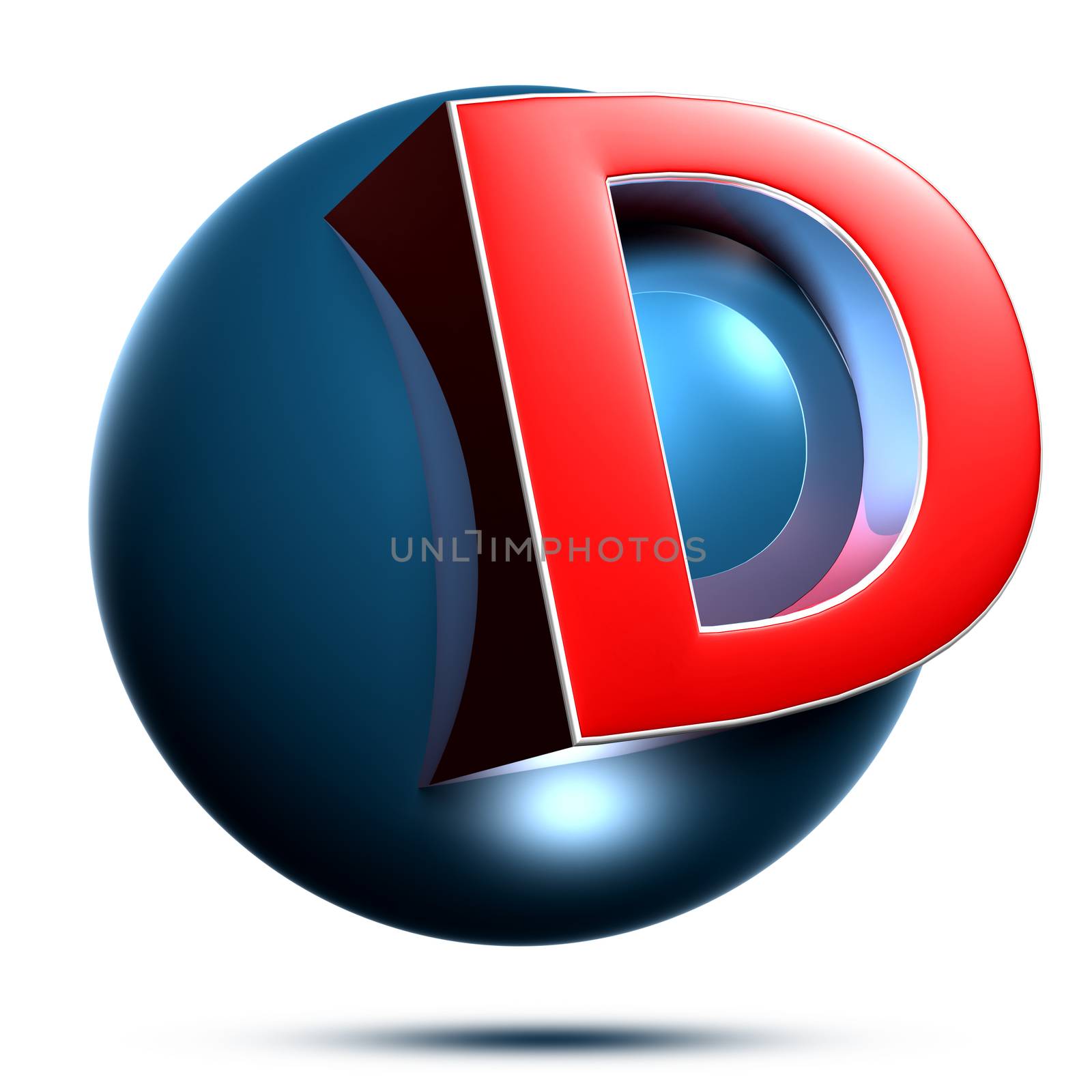 D logo isolated on white background illustration 3D rendering with clipping path.
