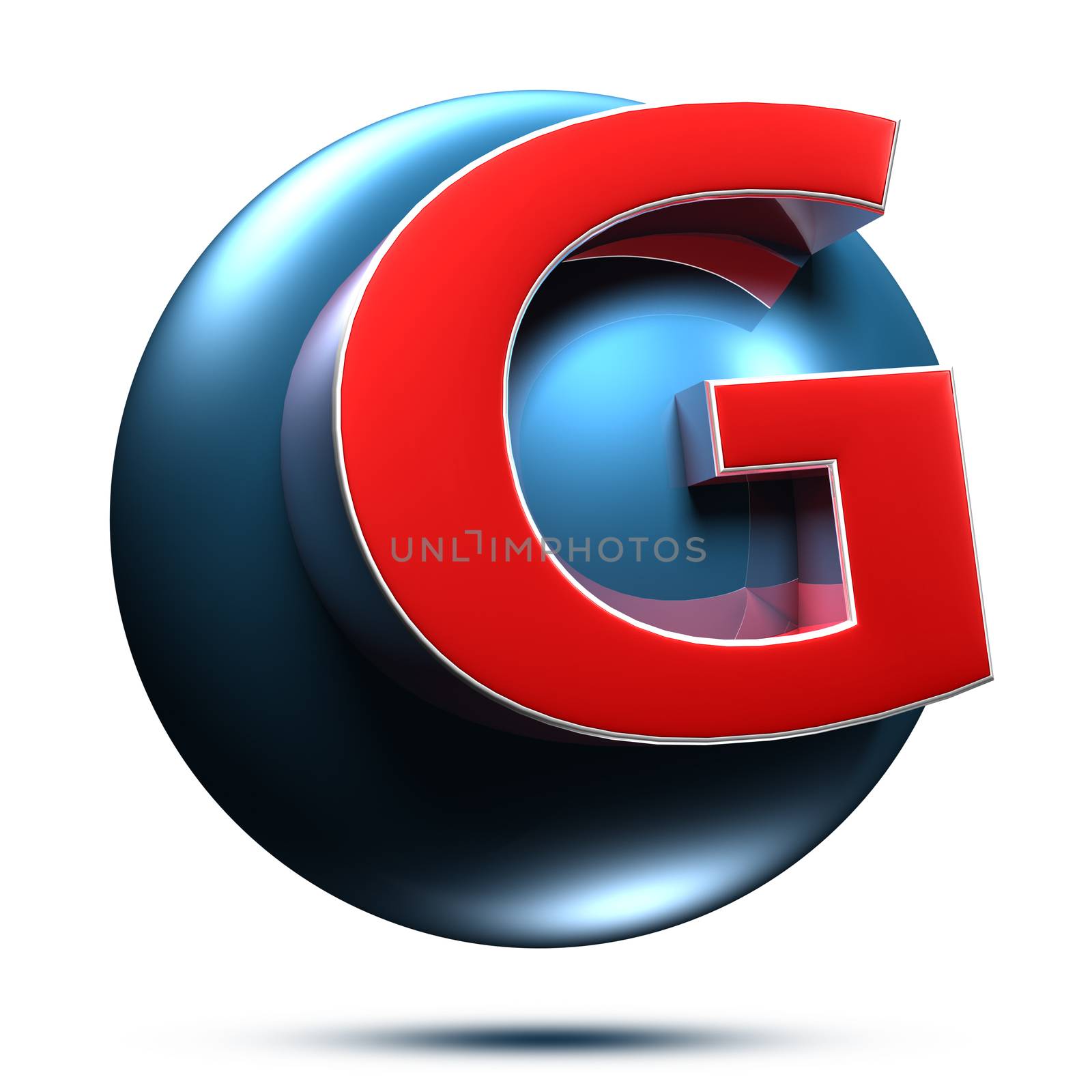 G logo isolated on white background illustration 3D rendering with clipping path.