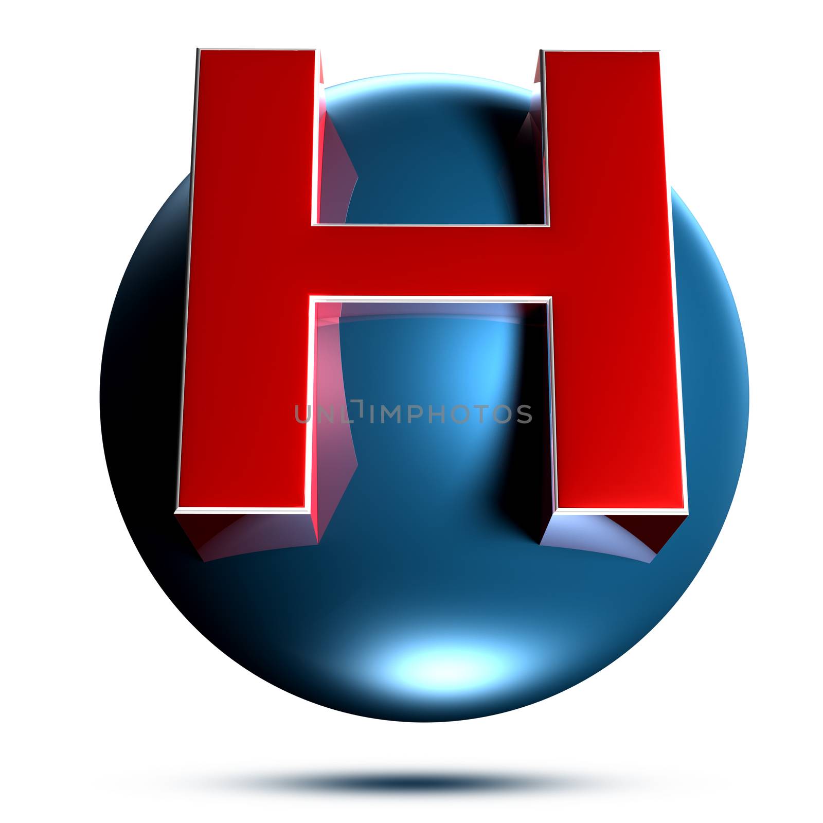 H logo isolated on white background illustration 3D rendering with clipping path.