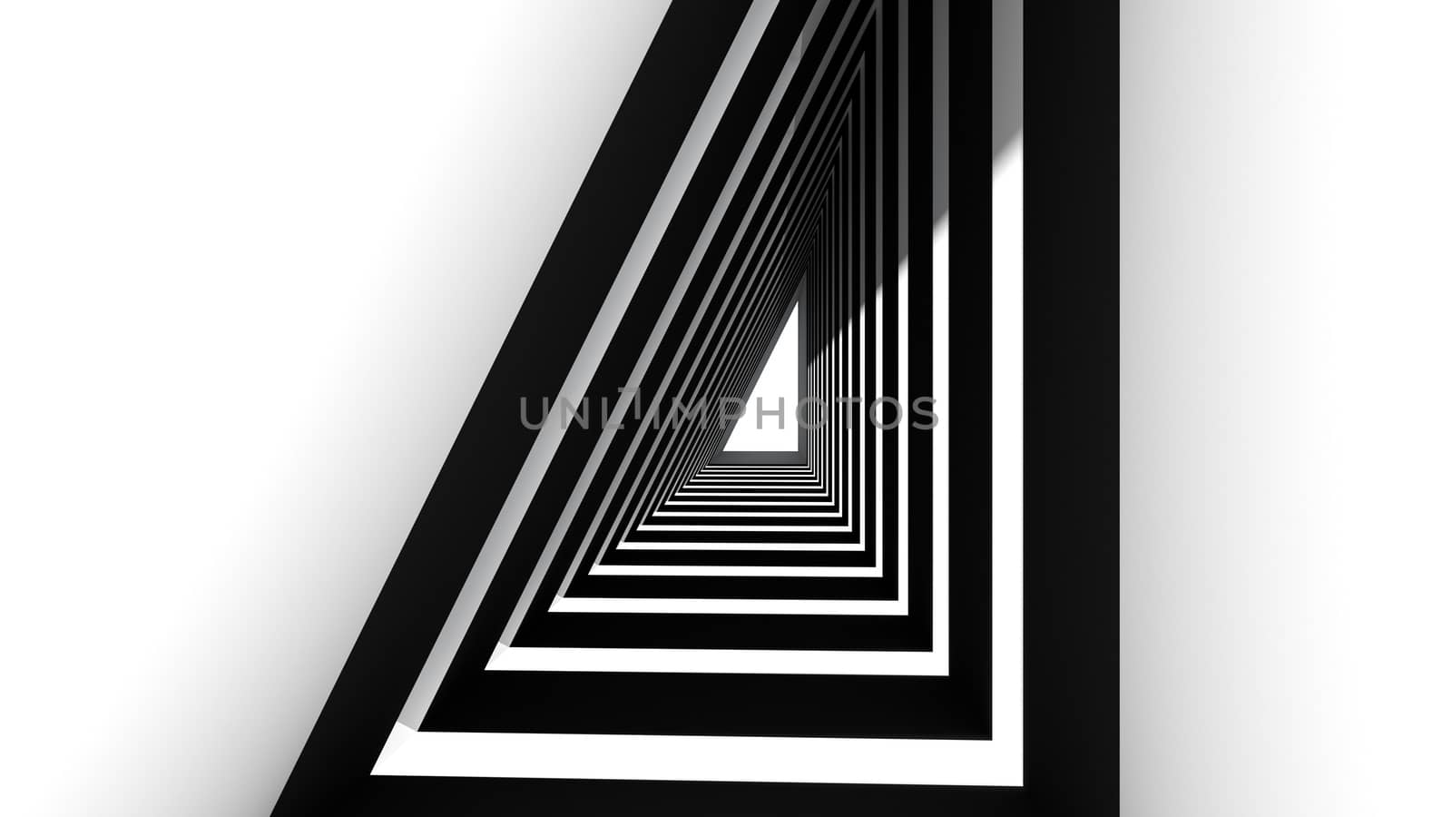 3d render of abstract triangle shape in tunnel background by mhaostudio