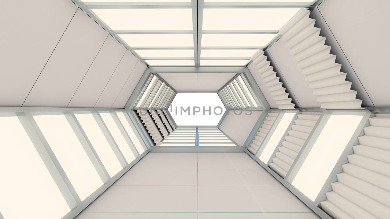 3d render of abstract background, Hexagon tunnel and gate by mhaostudio