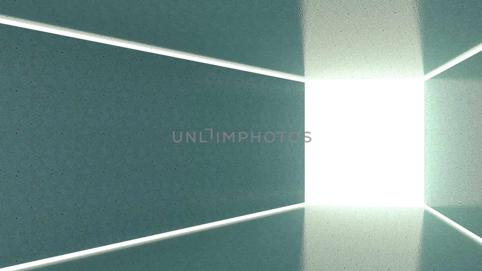 3d render abstract lighting in rectangle shape, The light that shines in from the back square in solid background