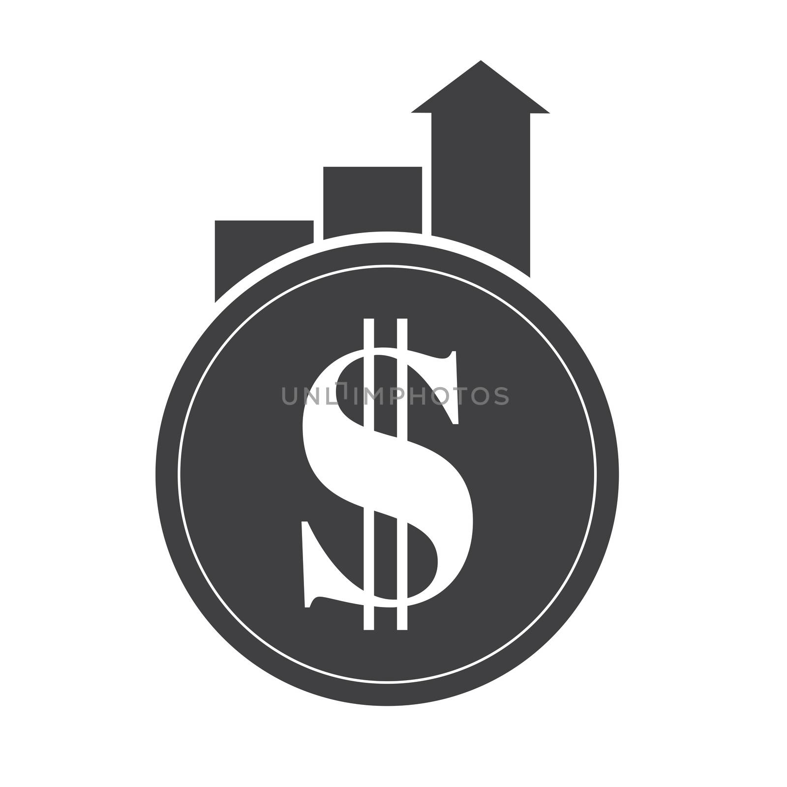 Financial growth concept. Finance performance of return on investment ROI  with arrow.  Vector Illustration EPS10