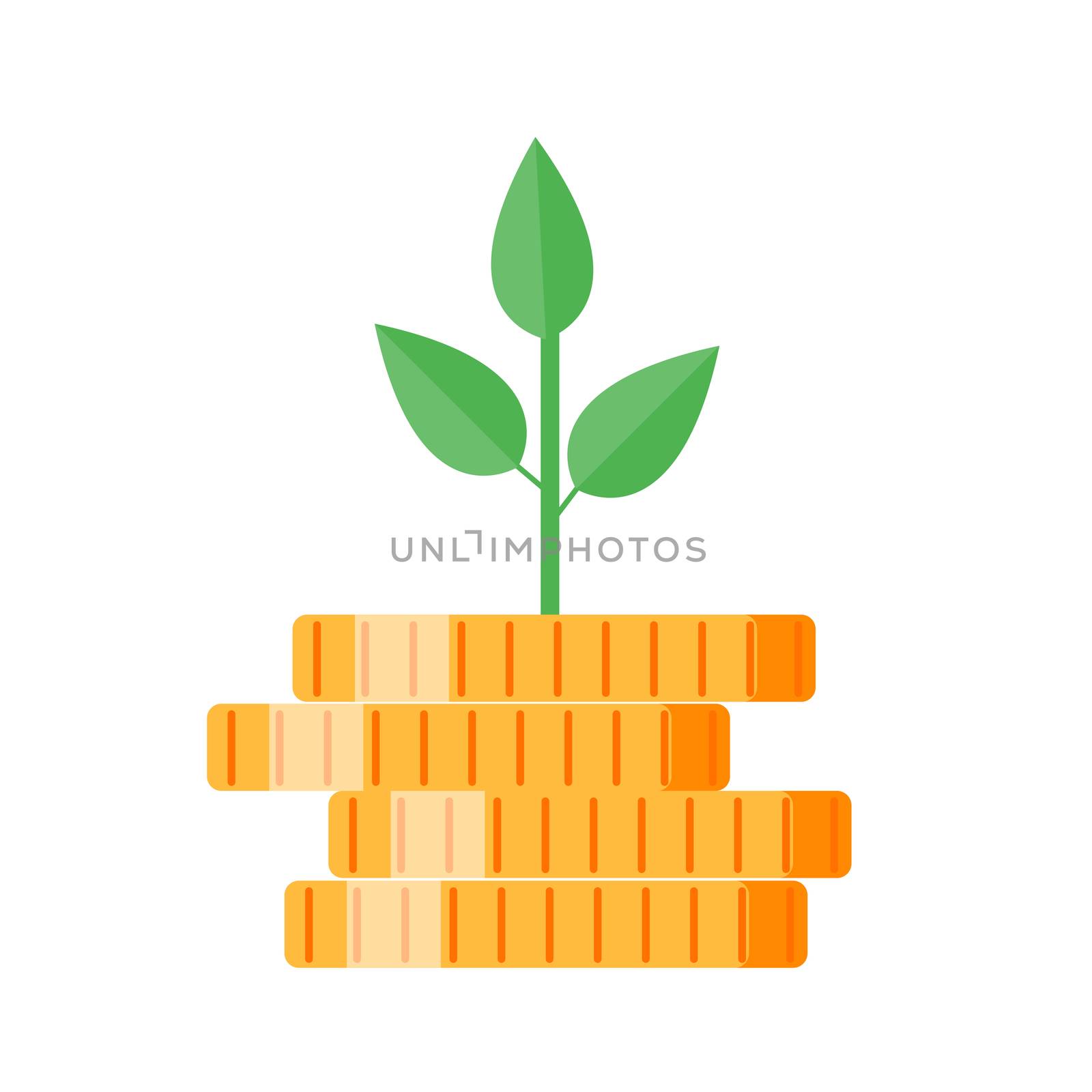 Growing money tree with Gold coins on branches icon. Symbol of wealth and Business success. Vector illustration. EPS10