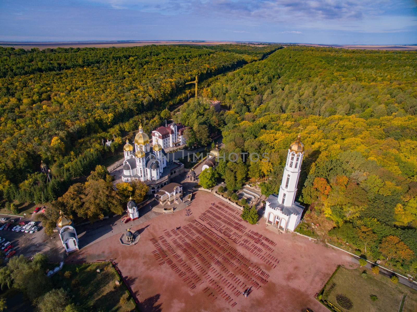 Holy Place For Pilgrims Zarvanytsia. Aerial photography near the Church. by TrEKone