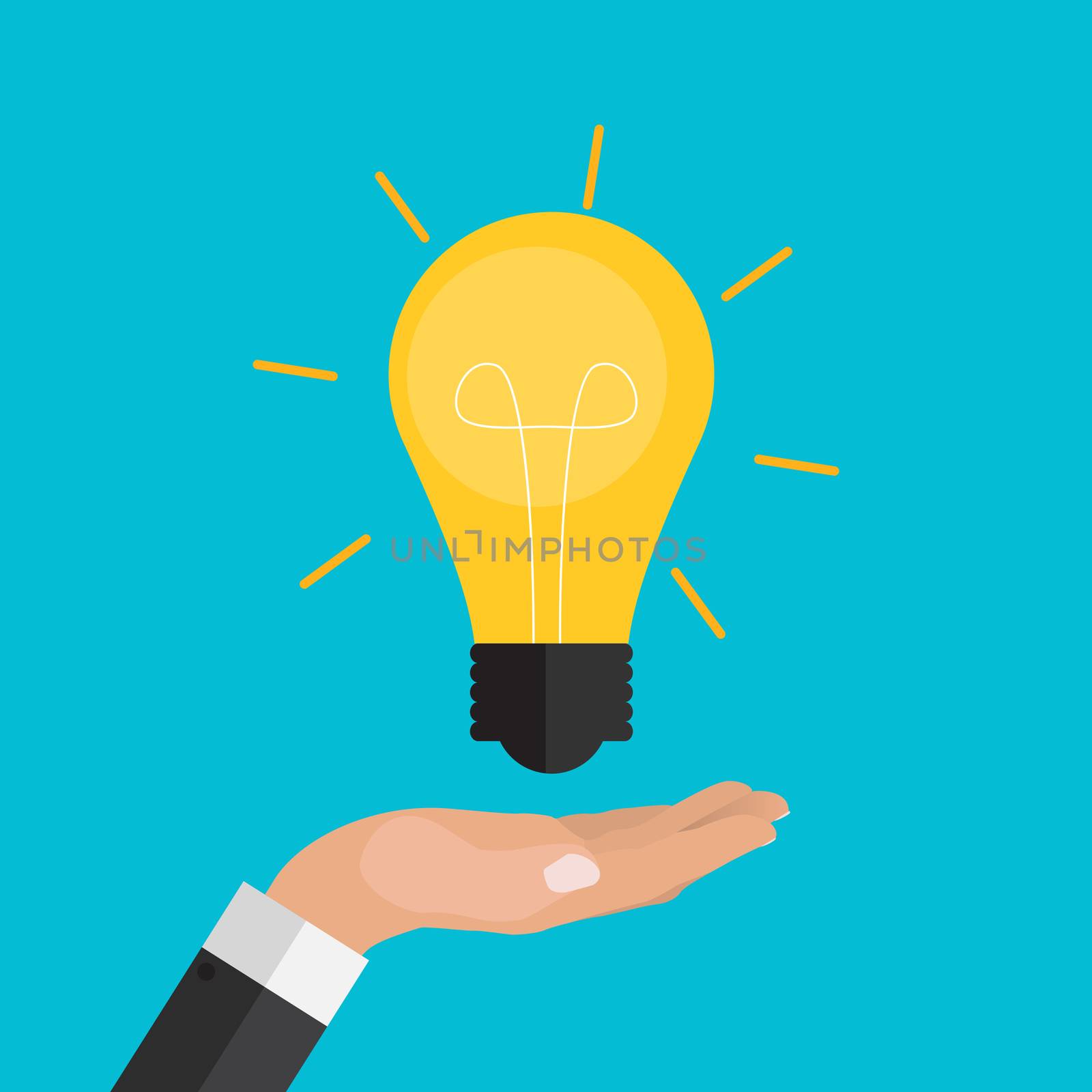 Hand holds money and light bulb. Investing in innovation concept. Modern flat design graphics. Vector illustration EPS10