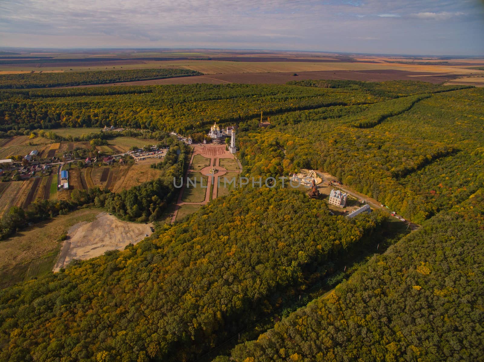 Marian Spiritual Center in Zarvanytsia. Aerial View of Big Church