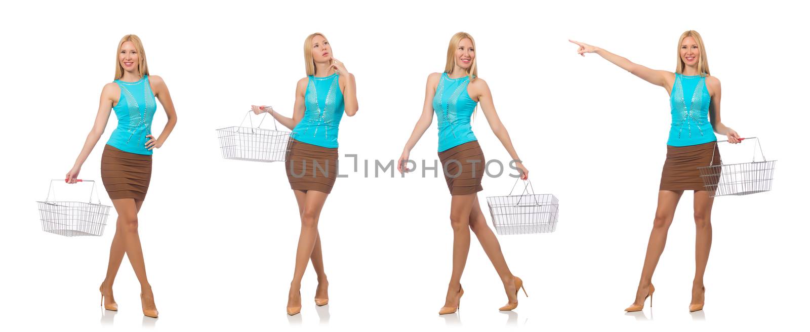 Woman in shopping concept isolated on white by Elnur