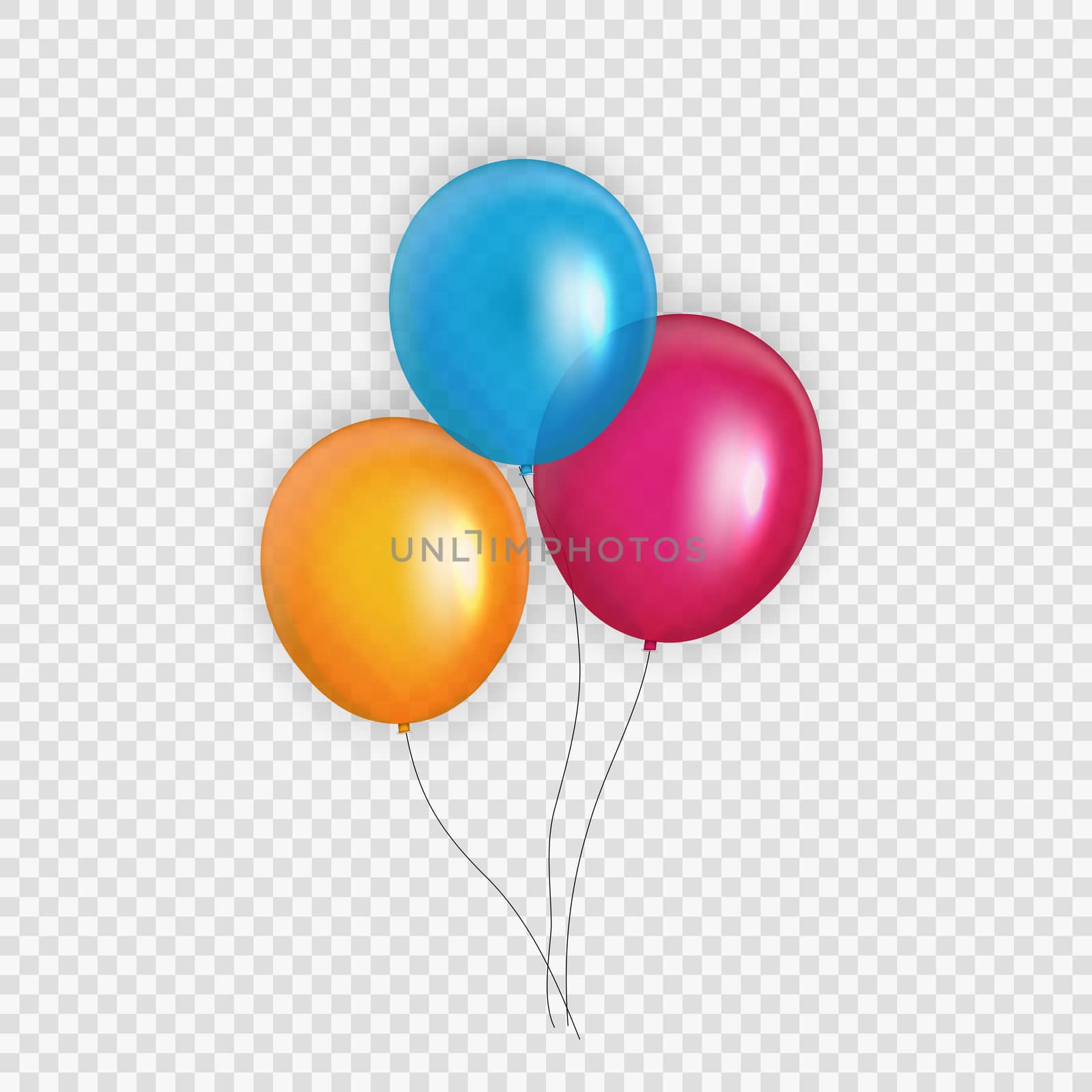 Group of Colour Glossy Helium Balloons Background. Set of  Balloons for Birthday, Anniversary, Celebration  Party Decorations. Vector Illustration EPS10