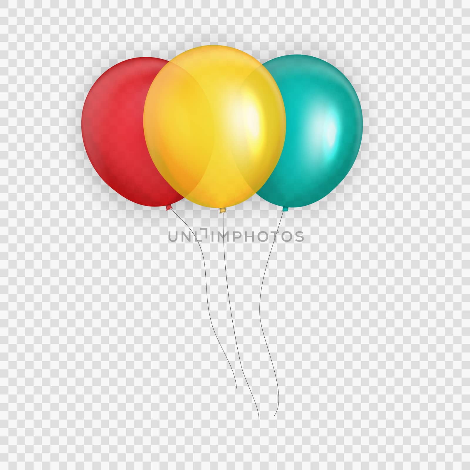 Group of Colour Glossy Helium Balloons Background. Set of  Balloons for Birthday, Anniversary, Celebration  Party Decorations. Vector Illustration EPS10