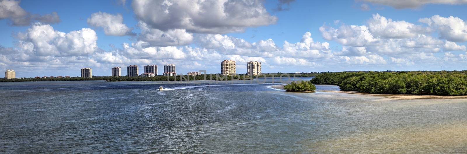 Panoramic of Estero Bay with its mangrove islands in Bonita Springs, Florida