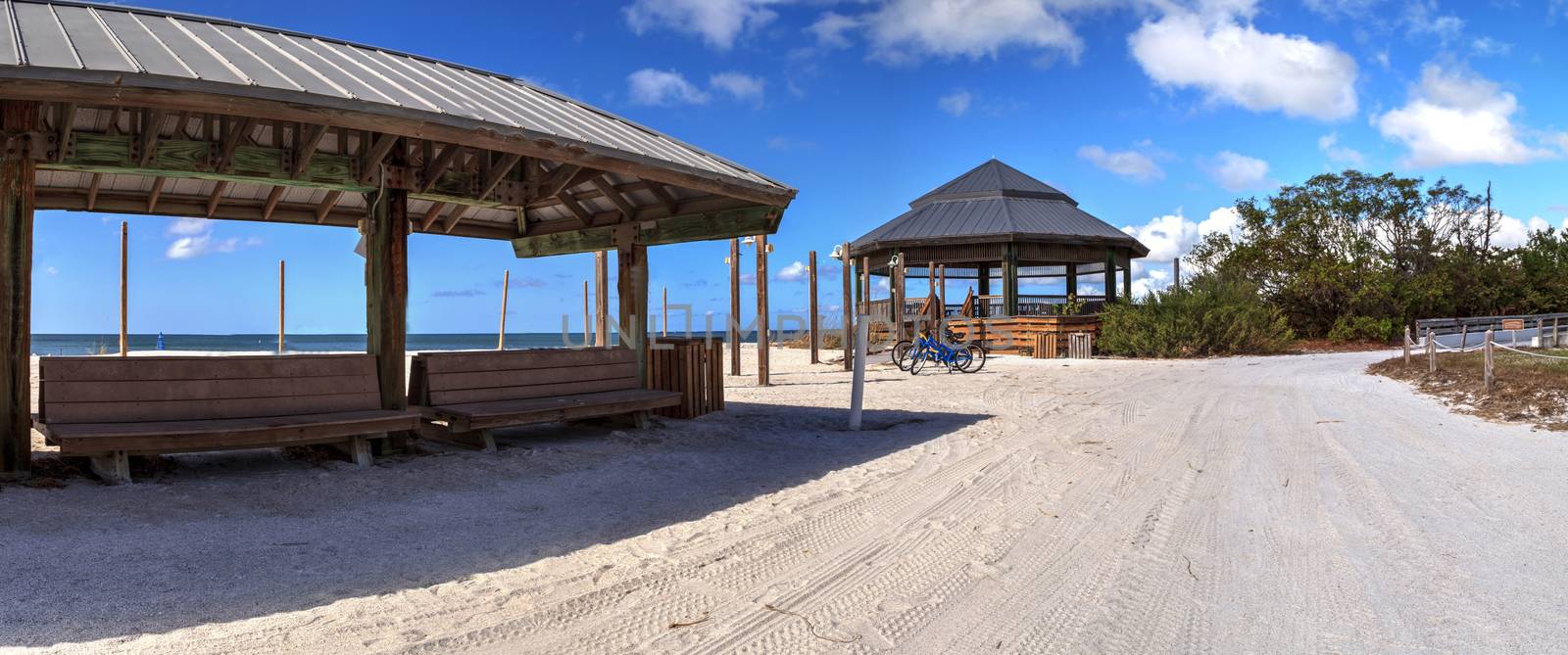 Gazebo overlooking Lovers Key State Park on a sunny day by steffstarr