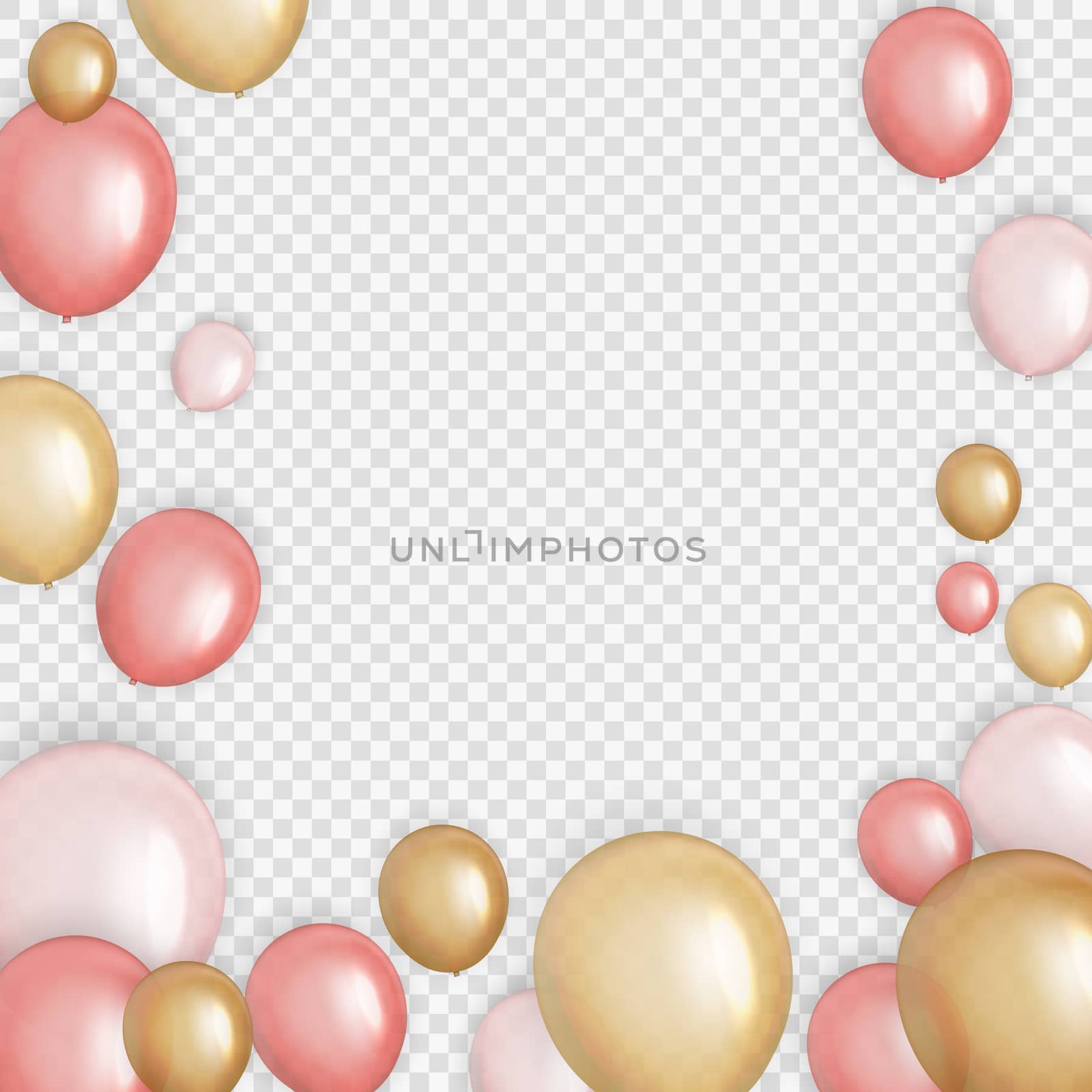 Group of Colour Glossy Helium Balloons Background. Set of  Balloons for Birthday, Anniversary, Celebration  Party Decorations. Vector Illustration EPS10