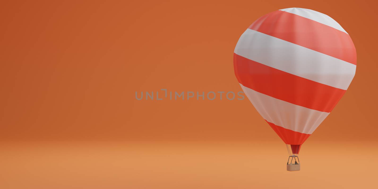 White and red balloon on orange background travel concept. 3d r by sirawit99