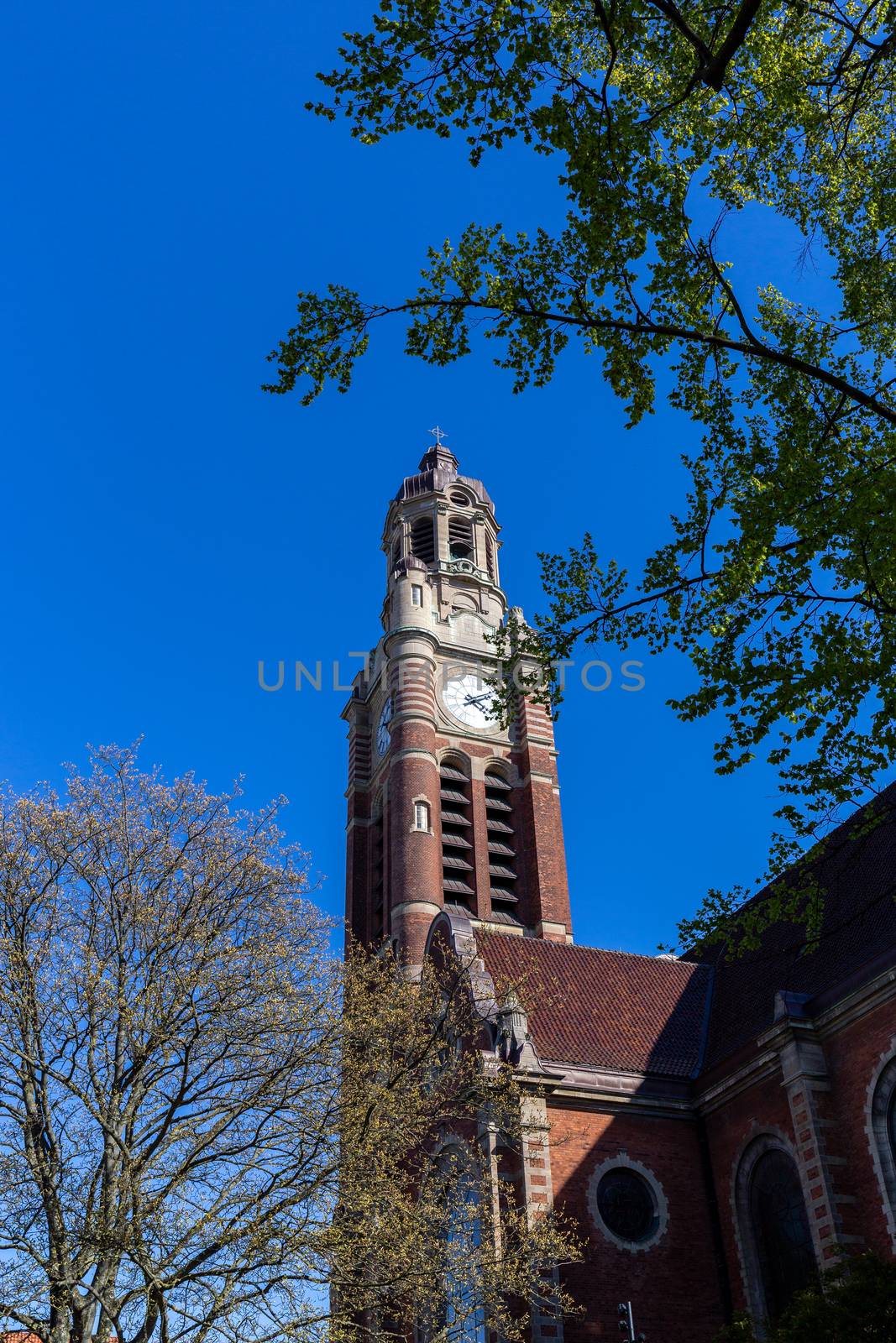 Malmo, Sweden - April 20, 2019: Tower of St. John's Church located near Triangeln