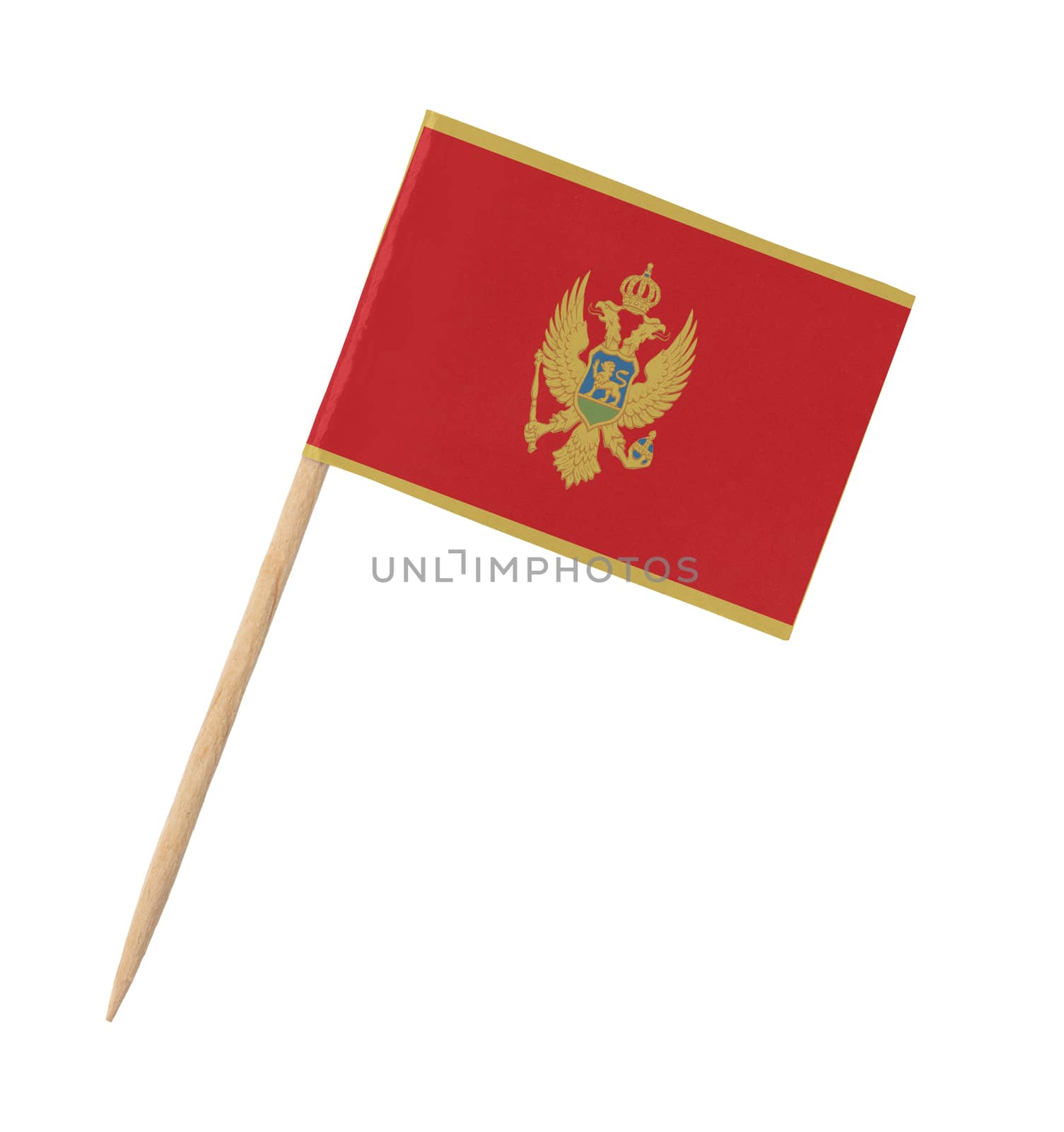 Small paper flag of Montenegro on wooden stick by michaklootwijk