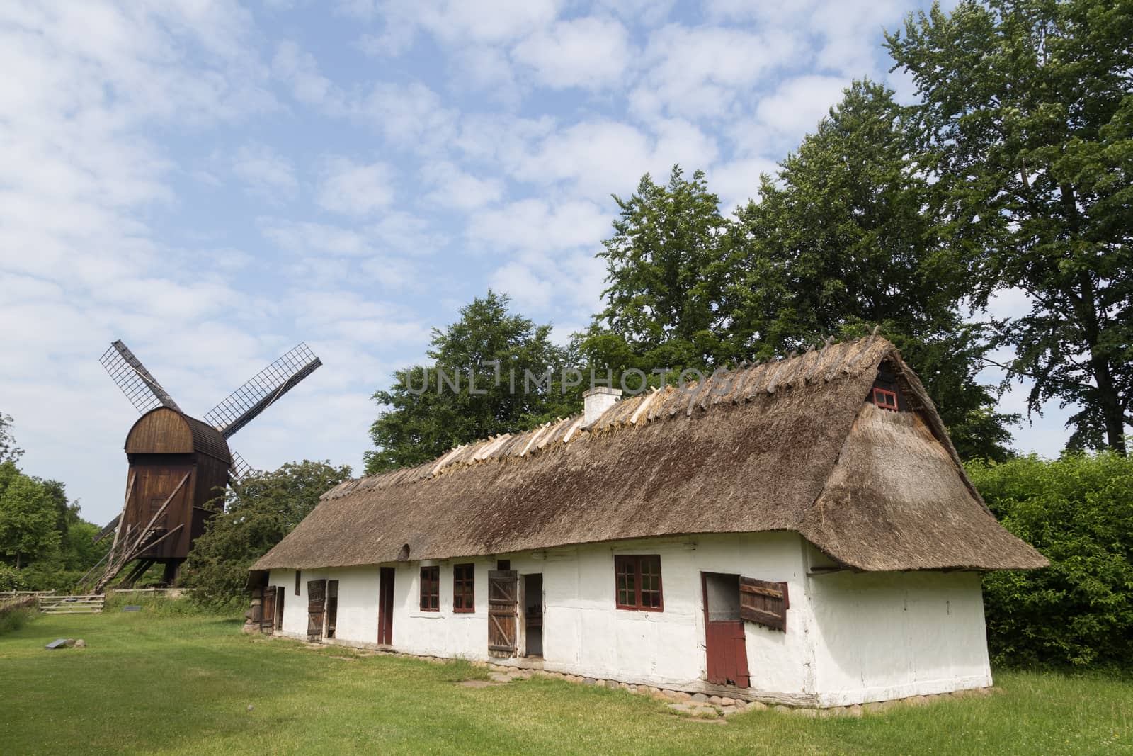 Ancient danish farmhouse and windmill by oliverfoerstner