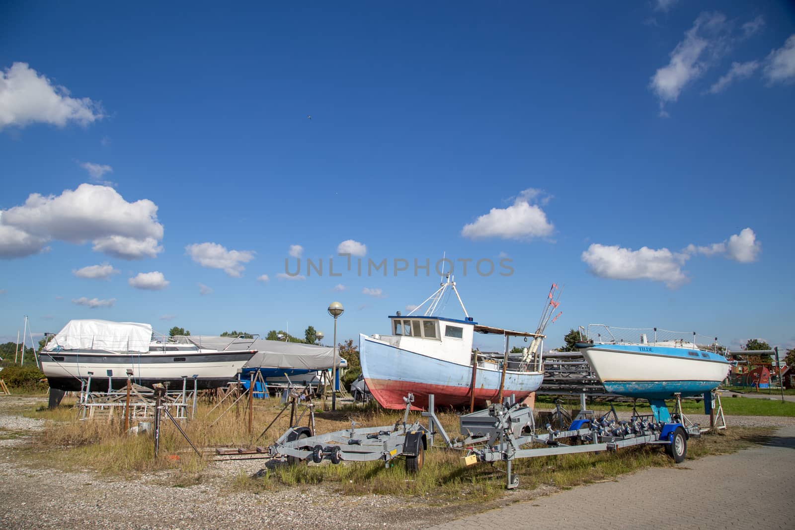 Small boats in dry dock by oliverfoerstner