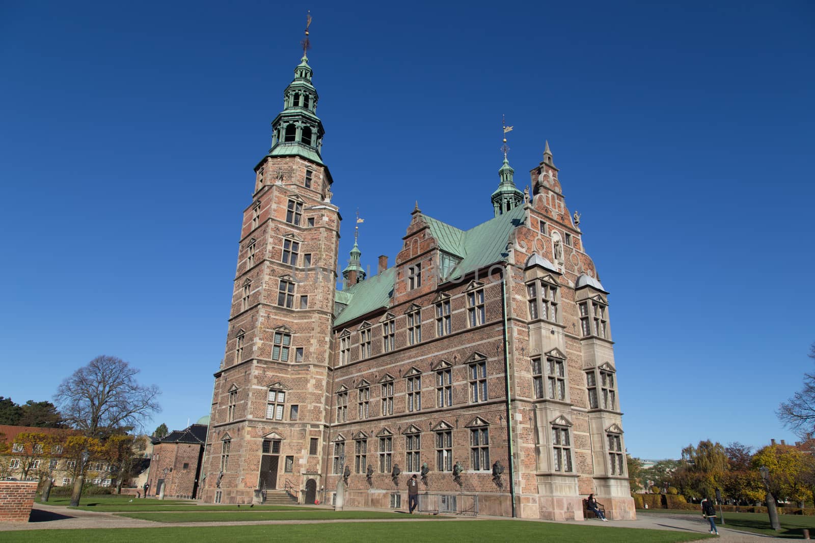 Copenhagen, Denmark - November 03, 2016: People visiting Rosenborg Castle during autumn