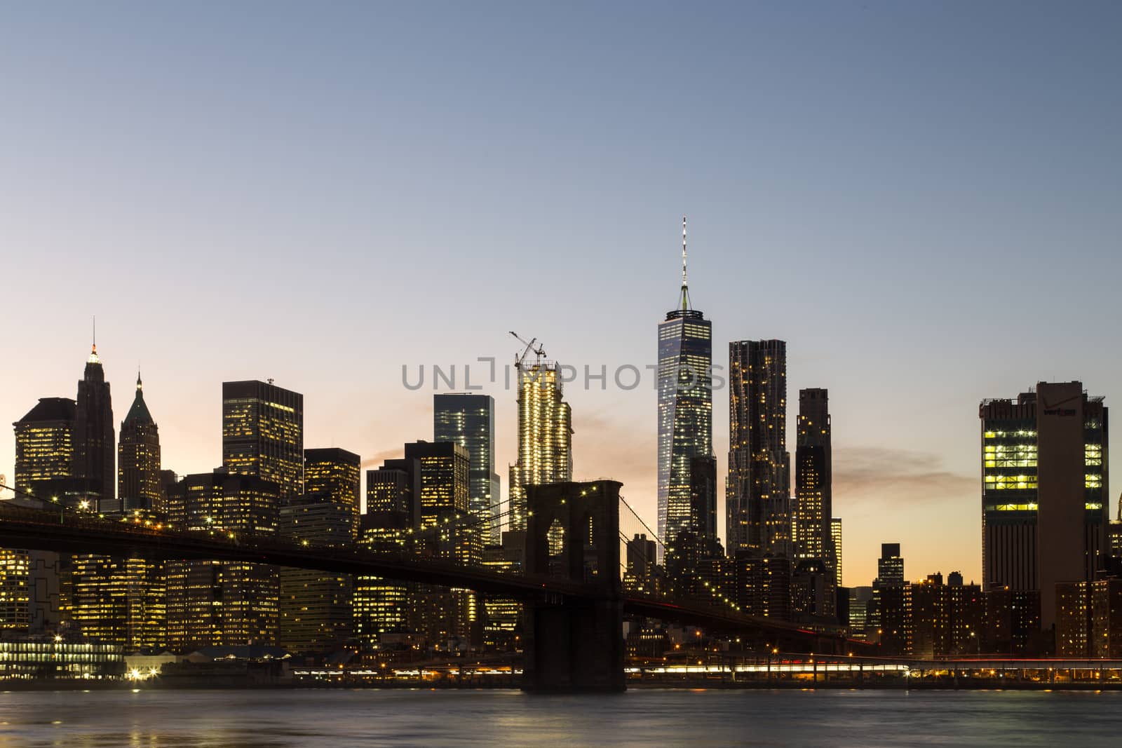 New York skyline with Brooklyn Bridge by oliverfoerstner