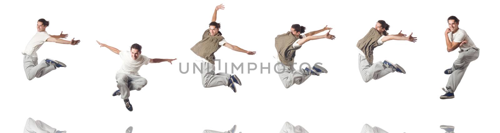 Man dancing isolated on the white