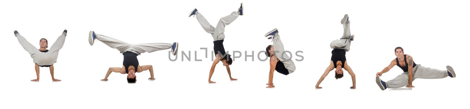 Man dancing isolated on the white